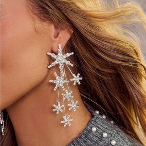 Elegant Silver Starburst Drop Earrings